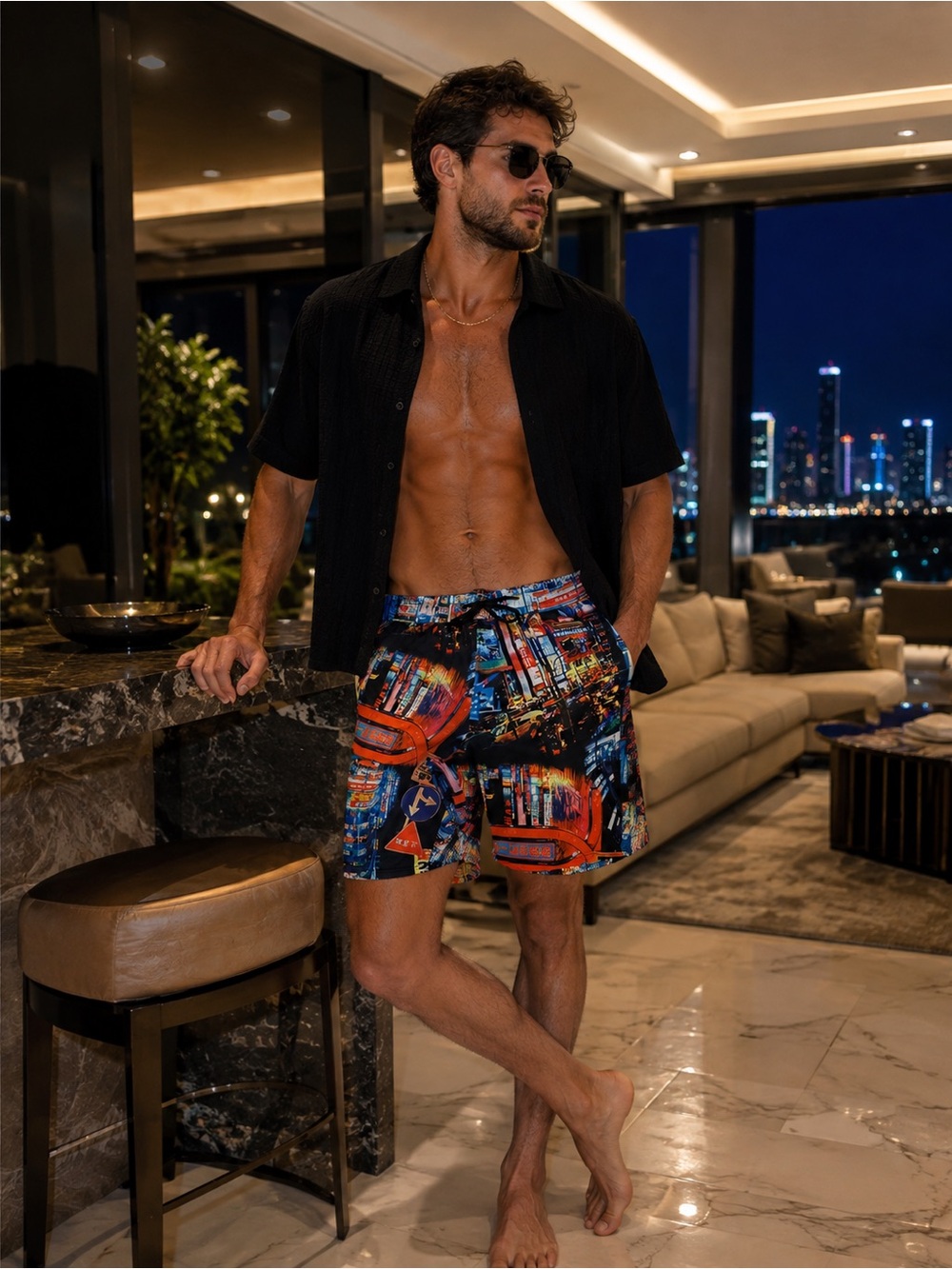 NWT FRESH PRINTS OF TOKYO BY DRILL CLOTHING Mens Swim Short Size L